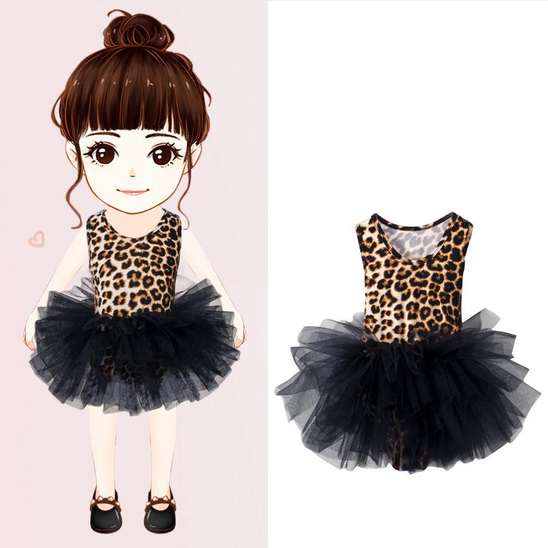 Детское балетное платье с леопардовым принтом Танцевальное платье Костюм для выступлений для маленьких и средних детей Балетное платье для девочек с леопардовым принтом Размер L