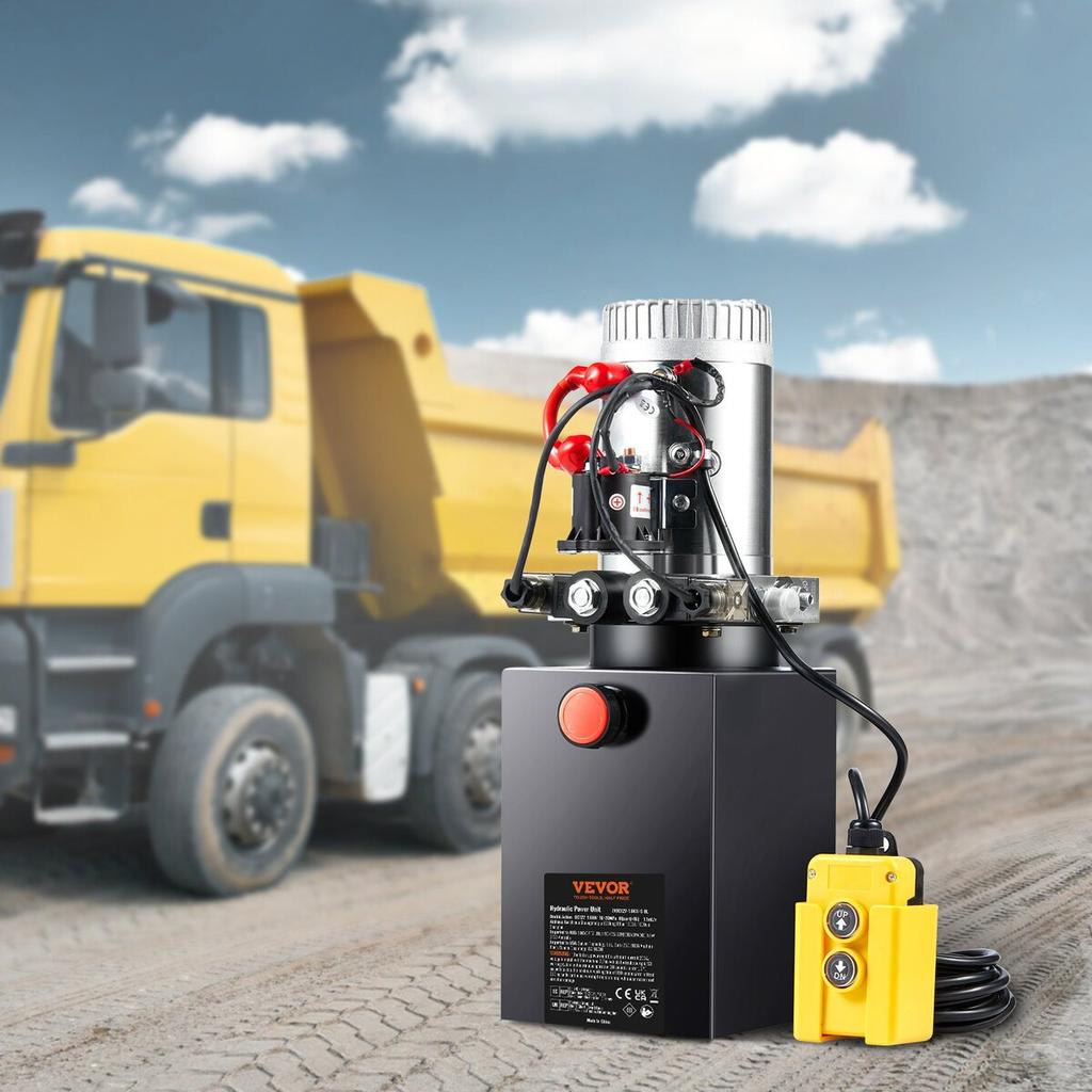 Hydraulic Pump 8 Quart Double Acting Dump Trailer Pump Power Unit DC 12V