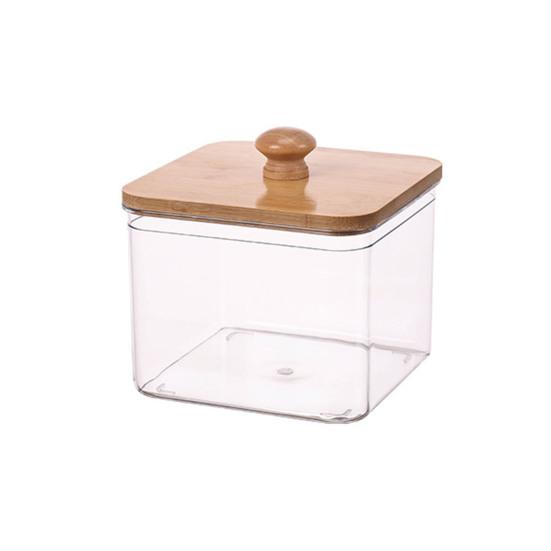 Контейнер для хранения шариков для стирки с бамбуковой крышкой, широкое отверстие, акриловый контейнер, органайзер для шариков стирального порошка, влагозащитный