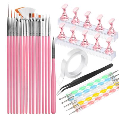 Набор из 23 маникюрных ручек, подставка для ногтей, пинцет, двухсторонний инструмент для ногтей, набор кисточек для дизайна ногтей, профессиональные инструменты для дизайна ногтей