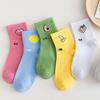 5Pairs Women Cotton Socks Cute Print Princess Two-dimensional Fashion Socks Striped Plaid Ladies Spring Summer Socks