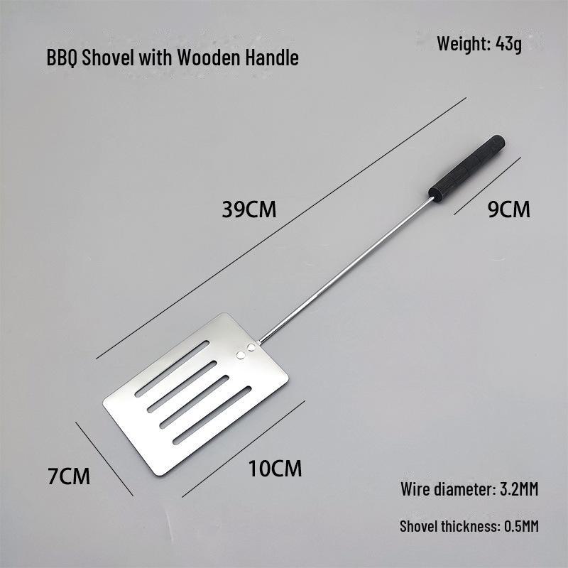 Набор инструментов из нержавеющей стали для барбекю Zibo Outdoor: Щипцы с деревянной ручкой, лопатка, вилка