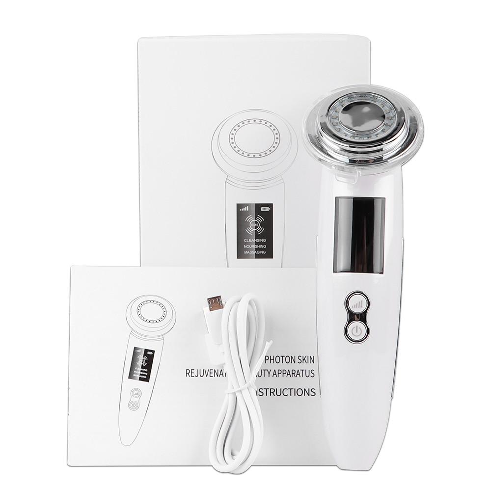 EMS Facial Massager LED Light Therapy Sonic Vibration Wrinkle Removal Skin Tightening Warm Cool Treatment Skin Care Beauty Device