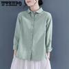 Женская свободная рубашка из чистого хлопка в стиле ретро с длинными рукавами из хлопка, профессиональный модный топ