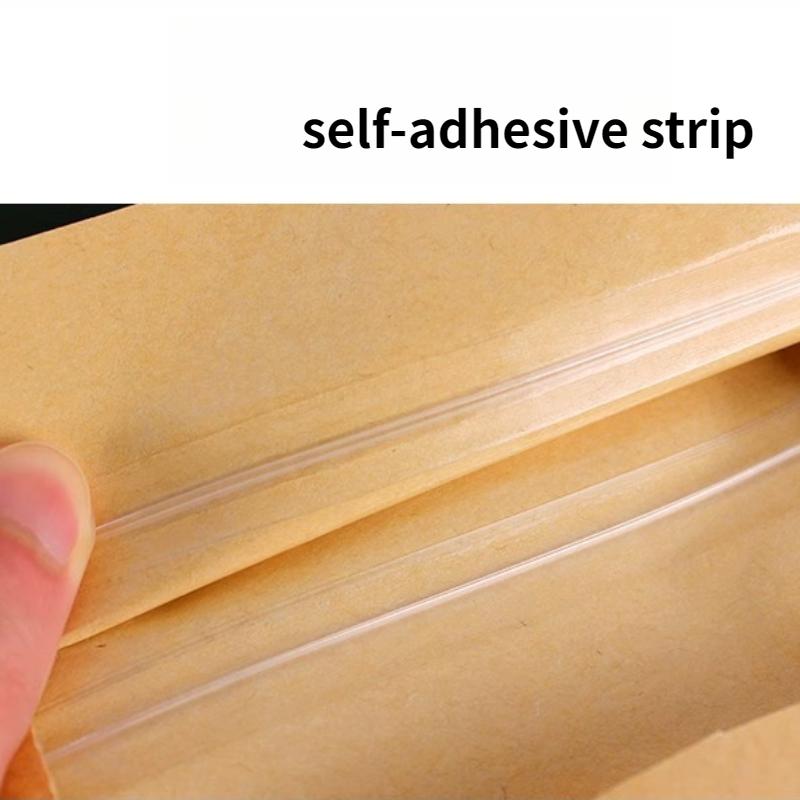 Крафт-бумажный самоподдерживающийся пакет, упаковочный пакет с самозаклеивающейся застежкой и видимым окном, экологически чистый запечатанный упаковочный пакет, доступен в нескольких размерах