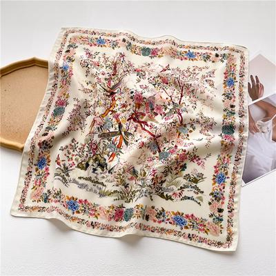 70см Новый Модный Хлопковый Квадратный Платок Женский Дизайн с Цветочным Принтом Банданы Женский Шарф Повязка на Голову Носовой Платок для Волос Роскошный Бренд
