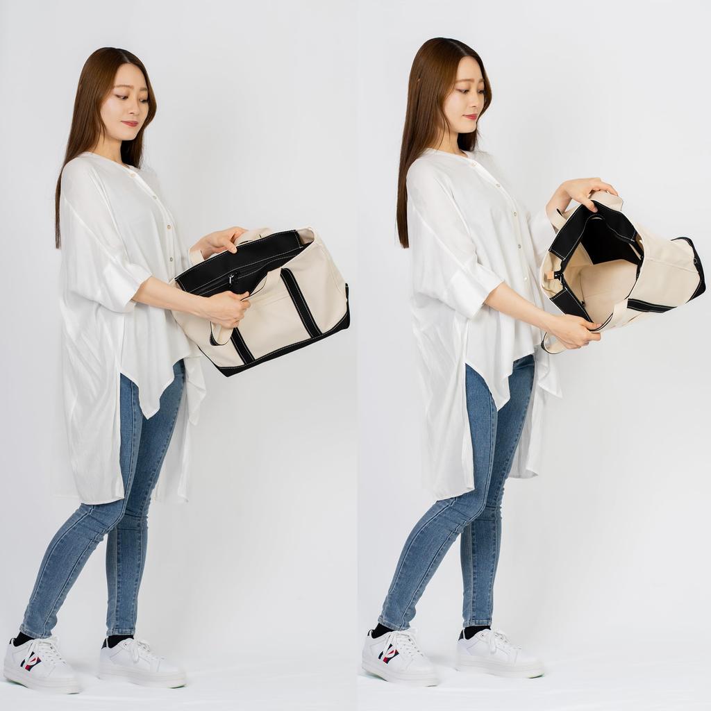 Сумка-тоут из холста Iwafune, сумка-тоут из холста с застежкой-молнией, большая вместимость, большая, отечественная, сделанная в Японии, базовая женская сумка-тоут Ship and Rock (черный)