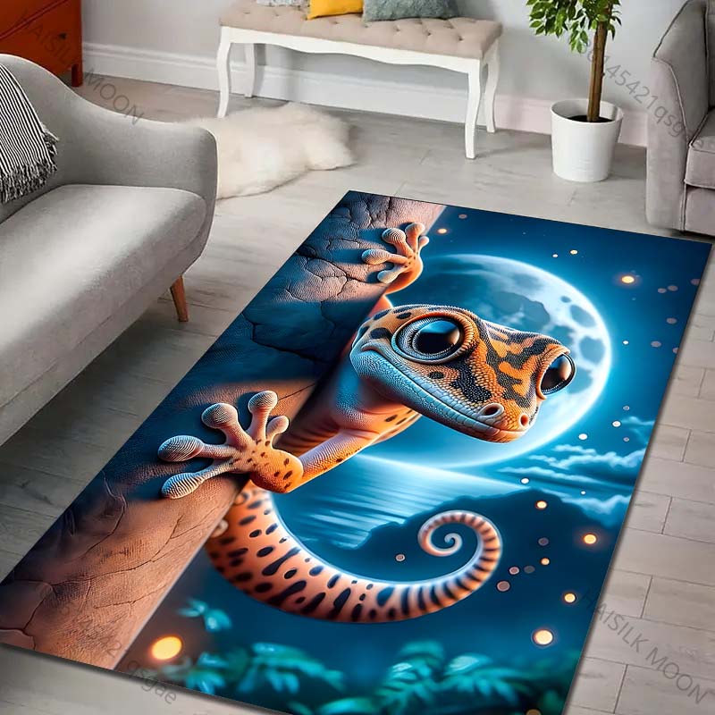 HD Funny Gecko Print Carpet for Living Room Bedroom Bathroom Mat Creative Doormat Sofa Table Home Decor Area Rugged