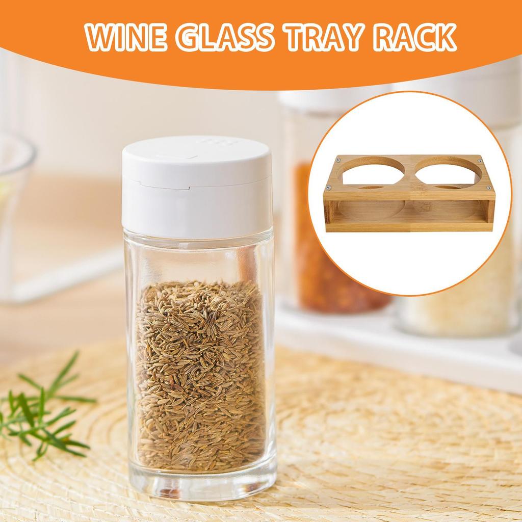 Glass Cup Holder Wine Glass Rack For Beer Wine 2 Hole Serving Tray Seasoning Jars Display Organization And Storage For Kitchen