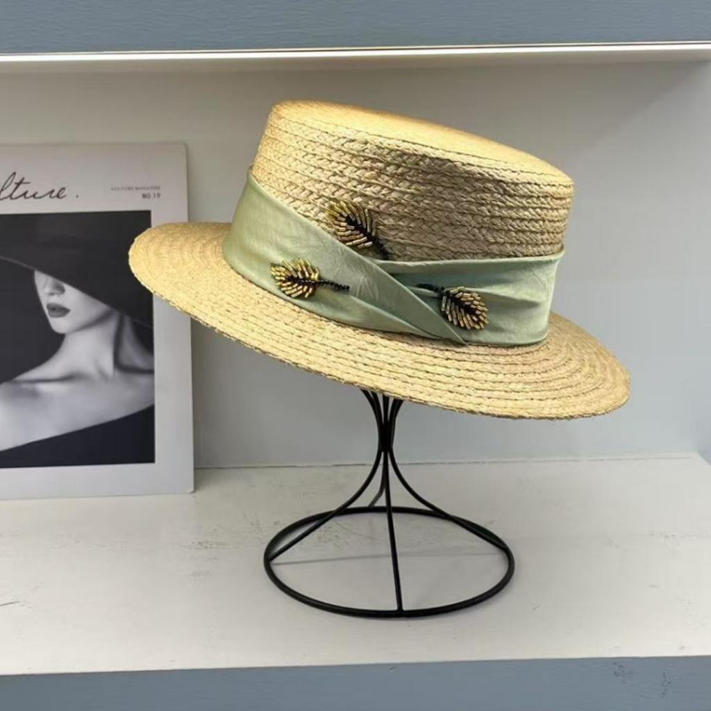 Premium Raffia Straw Cloche Hat Women - UV Sun Protection Summer Vacation Elegant Sun Hat