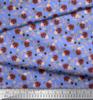 Soimoi Blue Poly Crepe Fabric Leaves & Chrysanthemum Floral Printed Fabric 1 metre 42 Inch