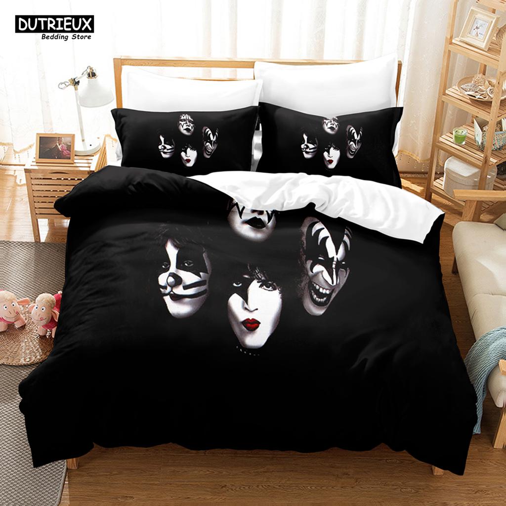 Kiss Band Bedding Set Single Rock Band Duvet Cover Double Queen King Twin Size For Boys Adults Soft Duvet Cover Set Gift