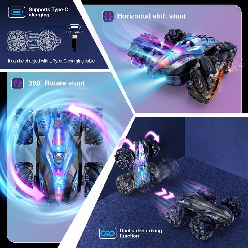 F1 Дрифт-кар с управлением жестами, Трюковая машина с дистанционным управлением 2,4 ГГц, Светодиодная трюковая машина с синхронизацией музыки, Игрушка для детей