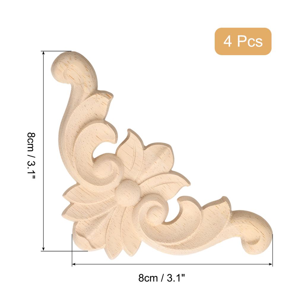 4 шт. Деревянные резные дверные шкафы, деревянные аппликации, накладки, фигурки, ремесло, домашний декор, неокрашенные углы, резные наклейки, настенное украшение