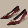 Модные женские туфли на высоком каблуке, роскошно украшенные кристальной короной, туфли-стилет для свадебной вечеринки, женские туфли-лодочки 2025, новая женская обувь