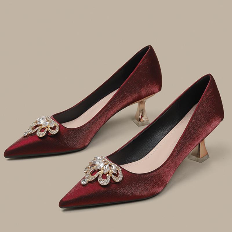 Модные женские туфли на высоком каблуке, роскошно украшенные кристальной короной, туфли-стилет для свадебной вечеринки, женские туфли-лодочки 2025, новая женская обувь