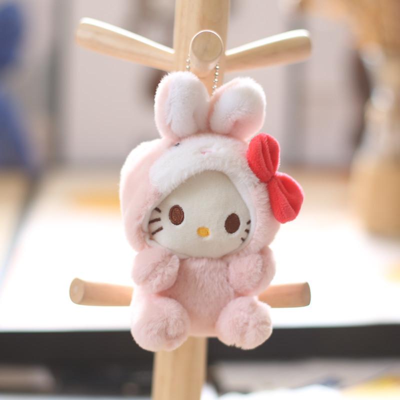Плюшевый брелок Sanrio Kuromi с мягким коротким ворсом для декора рюкзака