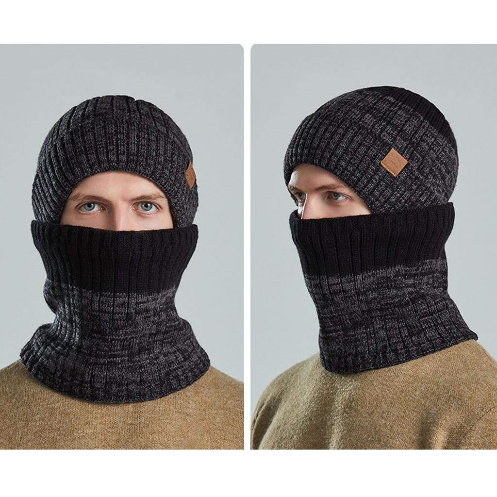 Уличная теплая зимняя вязаная шапка и шарф, стильная вязаная шапка для мужчин и женщин