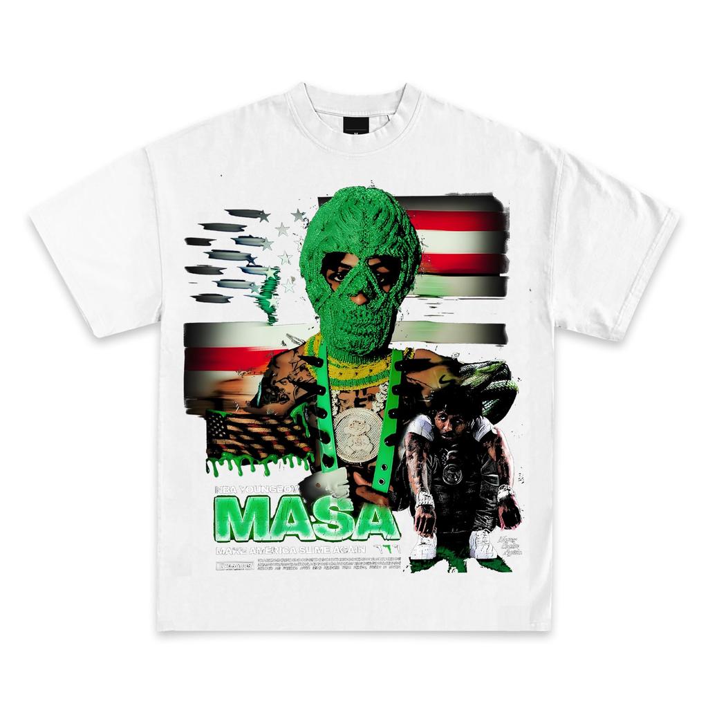 Youngboy Сделай Америку Снова Слизь MASA Мерч | Премиальное Качество Тяжеловесные Футболки Мужская Летняя Уличная Одежда Харадзюку Мужская Одежда