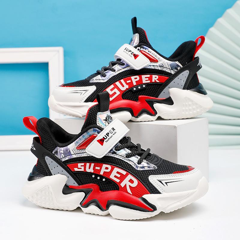 2025 New Children's Shoes Spring Mesh Sneakers Boys and Girls Velcro Comfortable Single Shoes Medium and Older Children's Tide Shoes