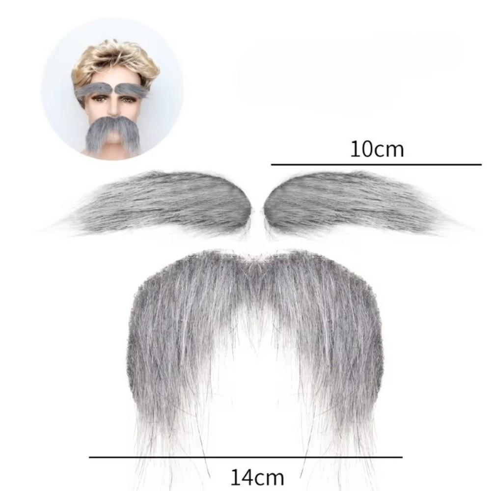 Self-Adhesive Fake Beard Set Hairy Facial Hair Props Novelty Eyebrow Mustache Set Christmas Party