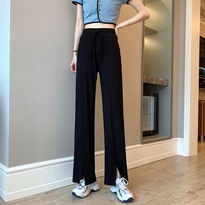 Брюки из ледяного шелка с широкими штанинами для женщин на лето тонкие для полных мм 200 фунтов маленькие ниспадающие свободные защита от солнца повседневные брюки в пол