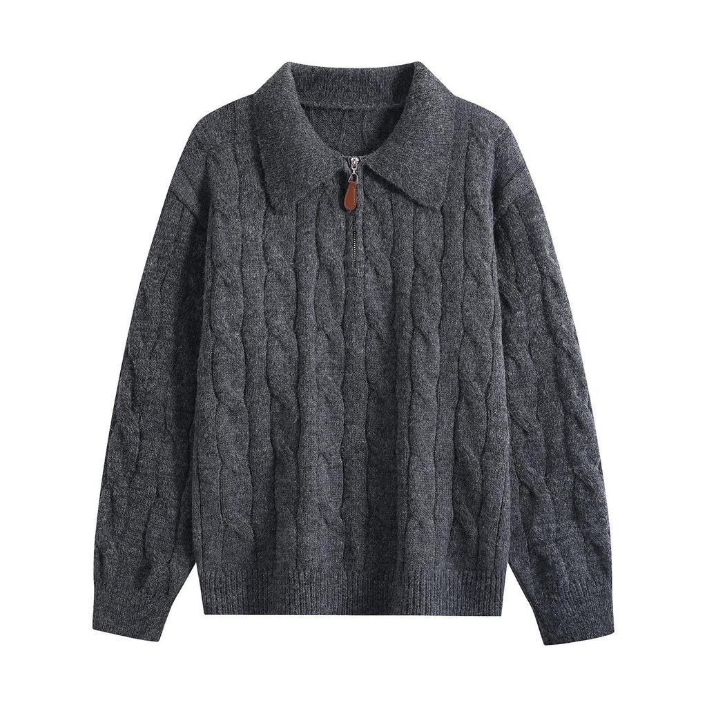 Autumn & Winter Cable Knit Half-Zip Pullover Sweater