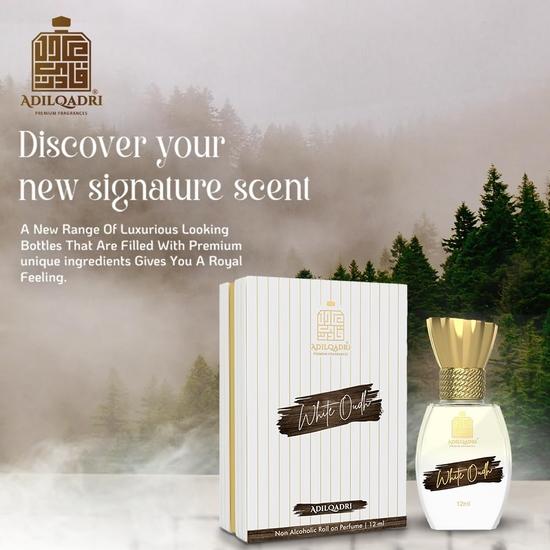 AdilQadri White Oudh Attar | Сильный мужской аромат | Безалкогольный роликовый аттар для мужчин | Стойкий аромат, парфюмированный роликовый аттар 12 мл