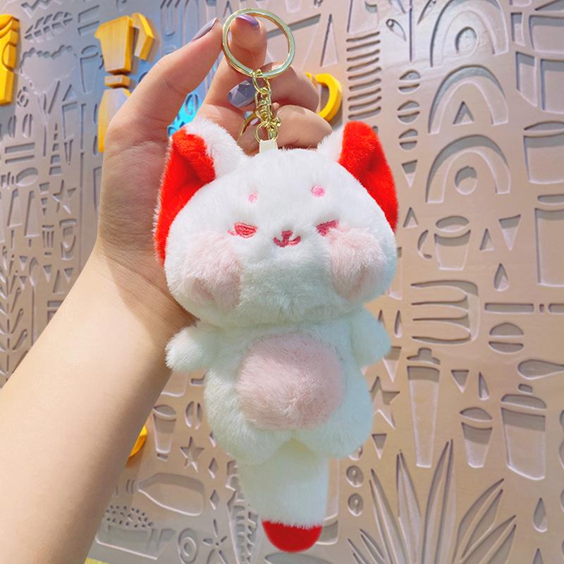 Креативный брелок-подвеска в виде плюшевой лисы - мультяшный аксессуар для школьных сумок и подарков