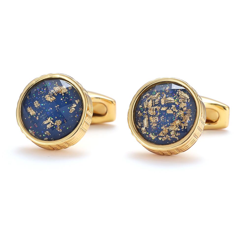 Мужские эксклюзивные круглые золотые запонки 2022 года - Разноцветные шпильки для рукавов рубашки (XK22S017)
