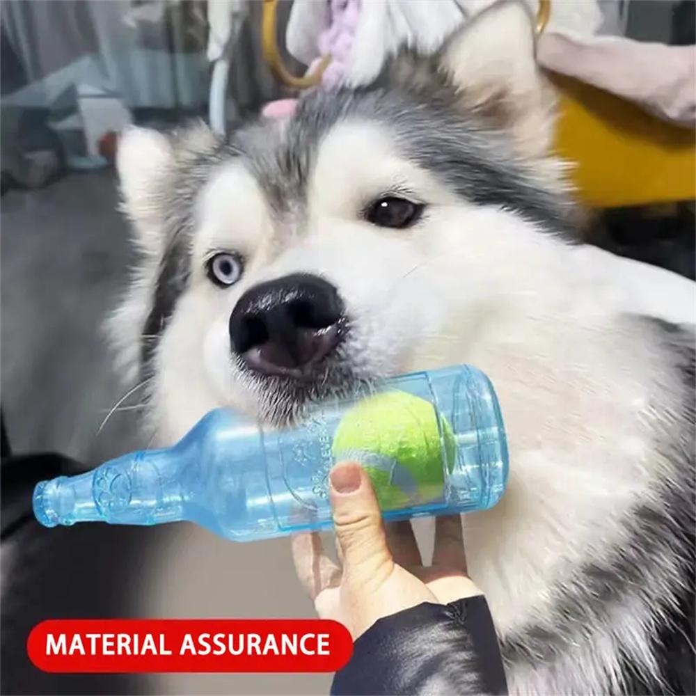 Игрушка для прорезывания зубов у собак, интерактивная пищащая игрушка в форме бутылки с надувным мячом внутри, устойчивая к укусам, прочная пластиковая жевательная резинка для домашних животных