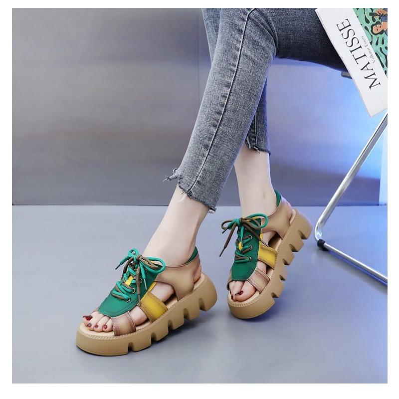 Сандалии Muffin Bottom Retro Roman Толстая подошва Женские повседневные сандалии