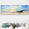 Пейзаж Море Пляж Закат Облако Лодка Холст Картина Плакаты с природой и принты Настенные художественные фотографии Комната Домашний декор Без рамки Без рамки