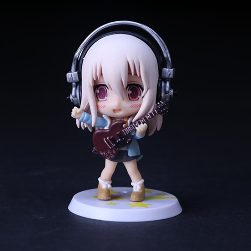10 см Аниме Фигурка Super Sonico Рабочий Купальник Костюм Шасси Q Версия Модель Куклы Игрушка Подарок Коллекционная В Коробке Украшение ПВХ Ткань