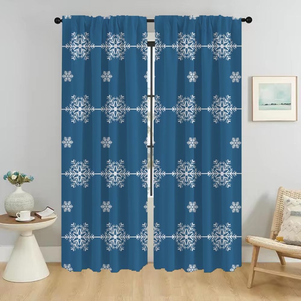 Blackout Curtains for Living Room Cartoon Snowflake Window Curtain for Room 2 Panel Halloween Decoration Partition Shades Camera