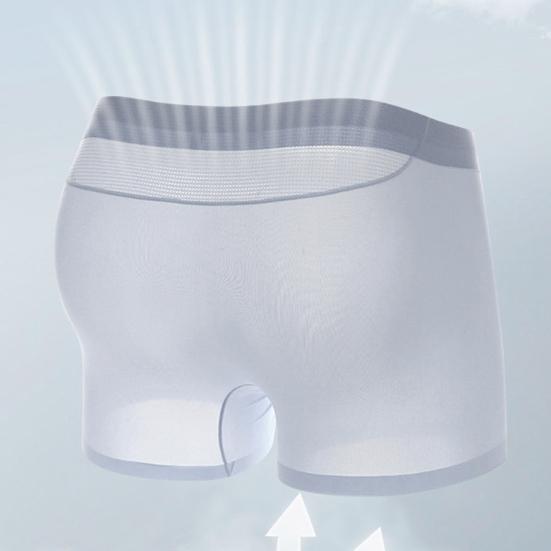 Мужские трусы-боксеры средней посадки с эластичным поясом, дышащие сетчатые шорты, однотонные летние охлаждающие трусы из ледяного шелка