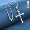 925 Sterling Silver Classic Cross Pendant Necklace Fashionable Wedding Jewelry