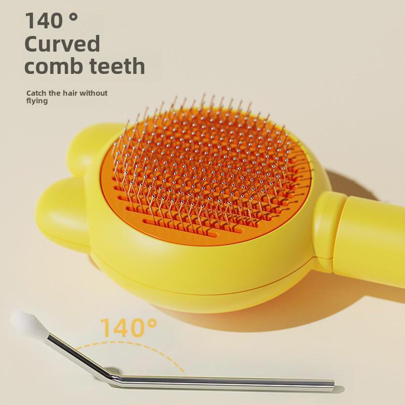 Pet Rabbit & Cat Hair Removal and Massage Comb – Self-Cleaning Detangling Tool for Loose Hair
