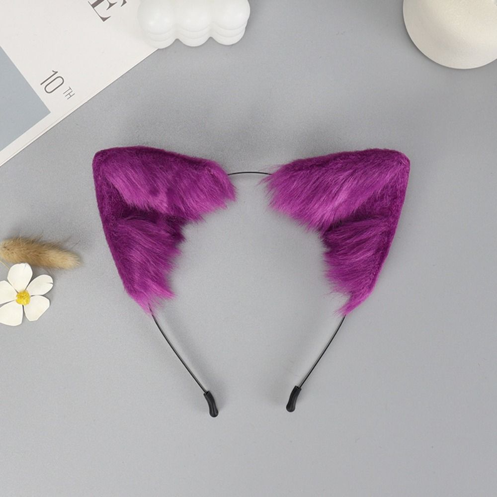 Повязка на голову плюшевые лисьи кошачьи ушки искусственные косплей аксессуары для волос готические животные ушки головной убор вечеринка