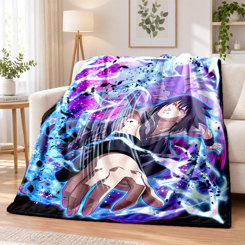 Sasuke Uchiha Flannel Throw Blanket Soft Warm Cozy For Sofa Bed Indoor Home Bedroom Use