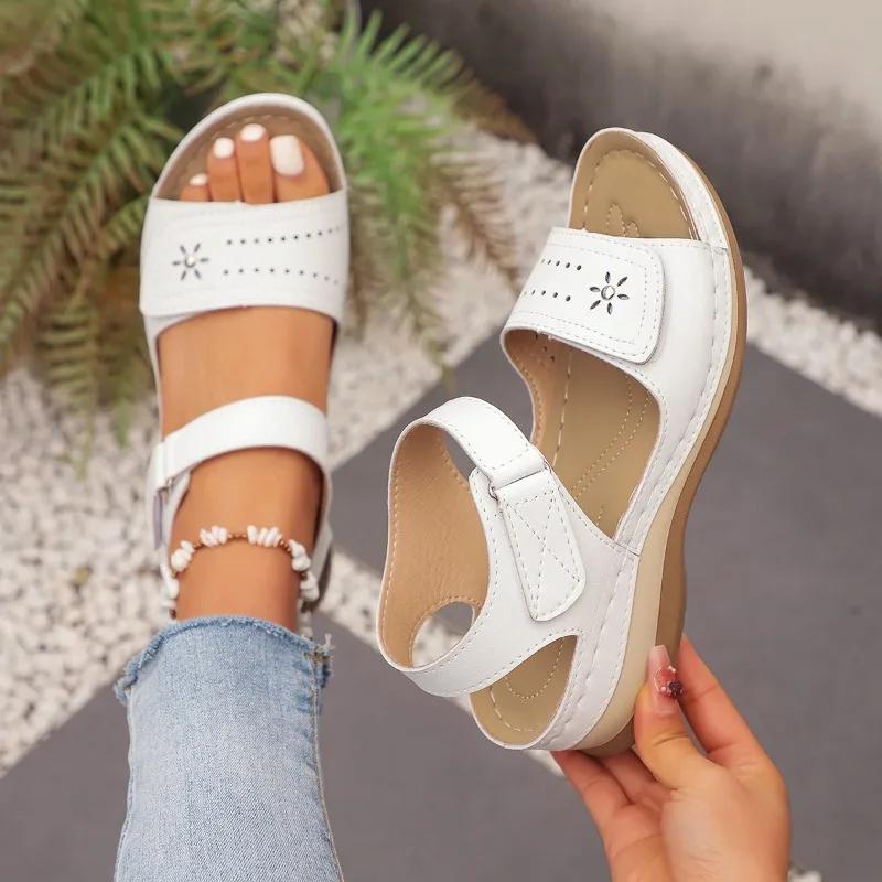 Plus Size Female Shoes Open Toe Women's Sandals Outdoor Casual Sandals Women Round Toe Hollow Wedges Shoes Women