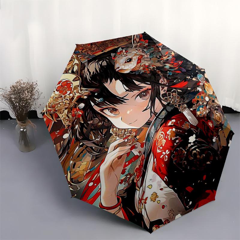 1pc Anime Character Outdoor Umbrella - Automatic Opening/Closing, Portable 3-Fold Design, 8-Bone Iron Frame, Perfect Gift for Fans, Travelers, Da