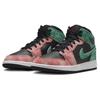 Кроссовки Air Jordan 1 Mid SE GS MJs Playground Kids, черные, сосново-зеленые, дюнно-красные FQ1292-003