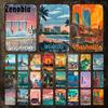 Travel Tin Sign Country Names and Buildings Metal Sign Singapore Bangkok Barcelona Landscape Art Wall Stickers Retro Room Decor