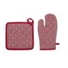 Glove + Potholder Printed 100% Cotton - Red