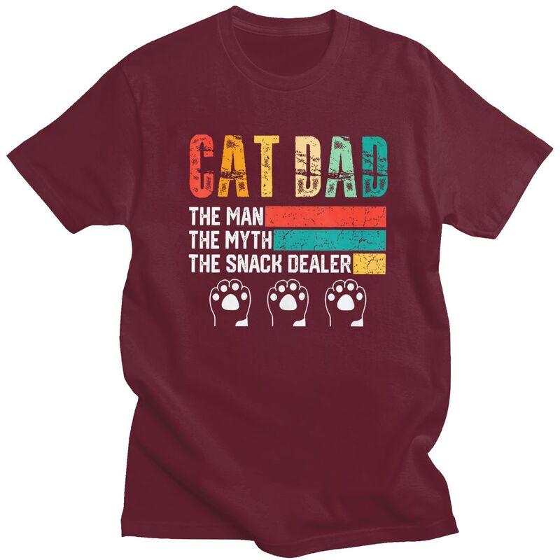 Custom Cool Vintage Cat Dad T Shirt Men Pure Cotton Tshirt Leisure Father Day Gift Tees Fashion Tshirt