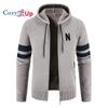 New Hooded Knit Jacket Men Casual Slim Fit Stitching Thermal Sweater