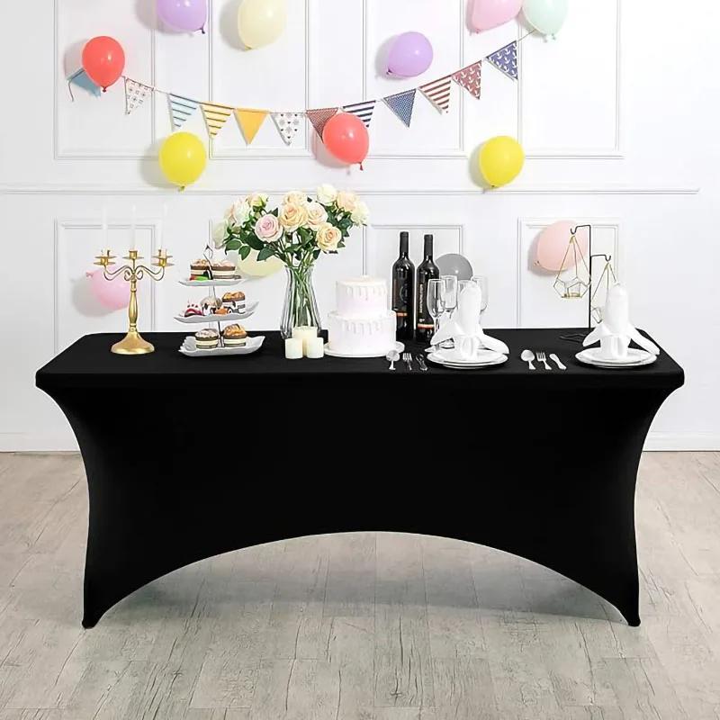 4/5/6/8FT Stretch Spandex Table Cover, Elastic Stretchable Patio Tablecloth Protector for Party Banquet Wedding Christmas Events