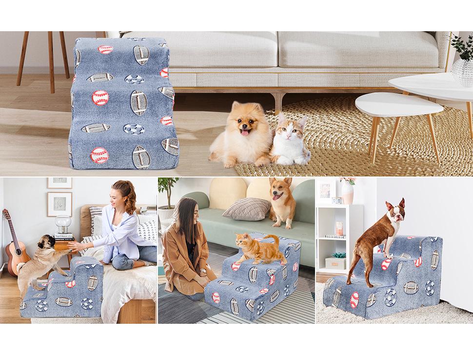 Светящаяся рампа для питомца: Губчатые ступеньки для маленьких собак - Наклонный диван-кровать Teddy