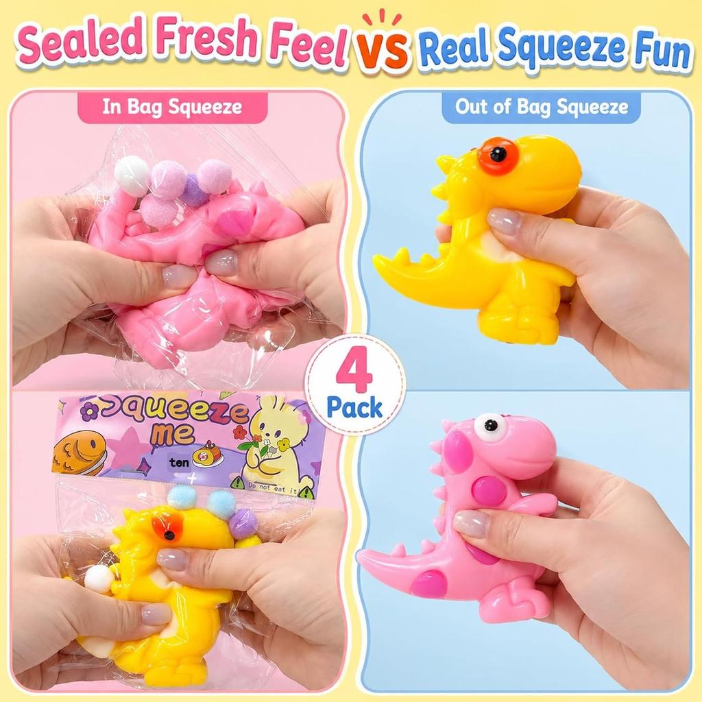 4-Pack Dinosaur Squishy Toys for Kids & Adults